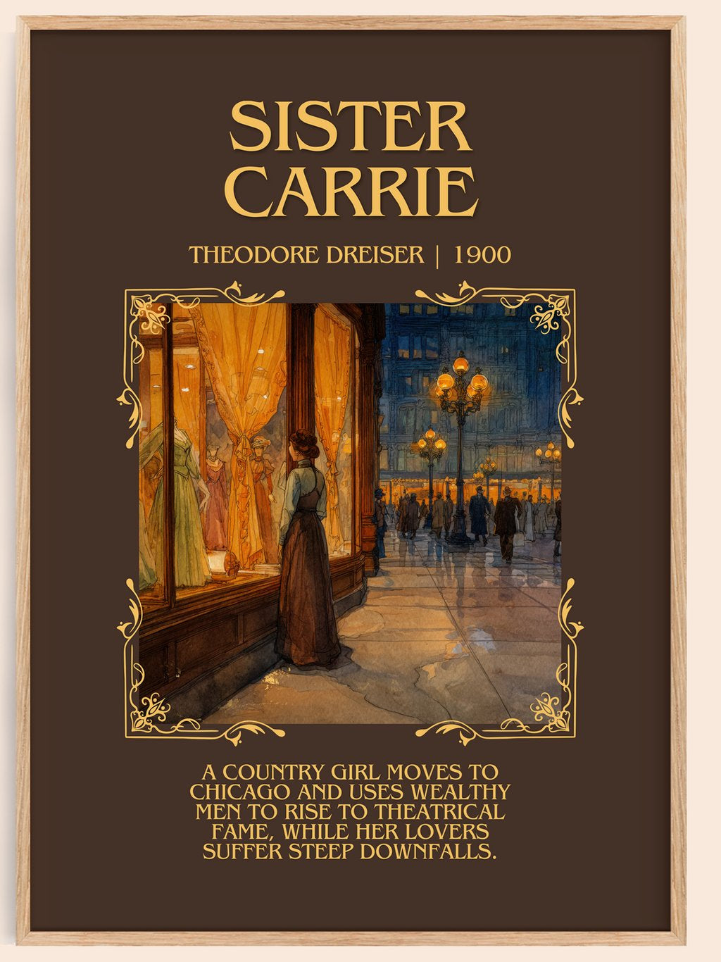 Sister Carrie Minimalist Book Poster by Theodore Dreiser – book poster