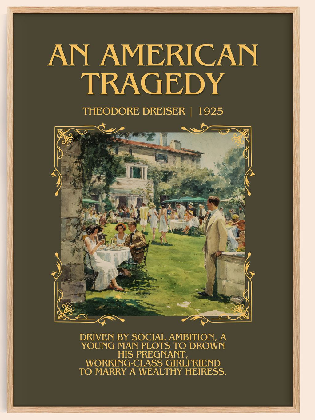 An American Tragedy Minimalist Book Poster by Theodore Dreiser – book poster