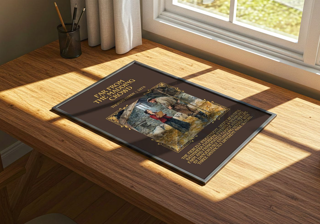 Far From The Madding Crowd Minimalist Book Poster by Thomas Hardy – print on a sunlit desk