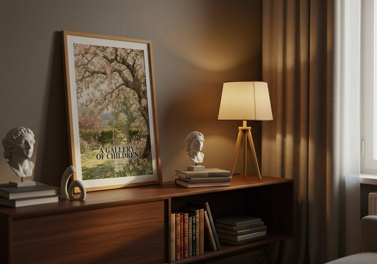 A Gallery Of Children watercolour print on bookshelf – A.A. Milne fan gift