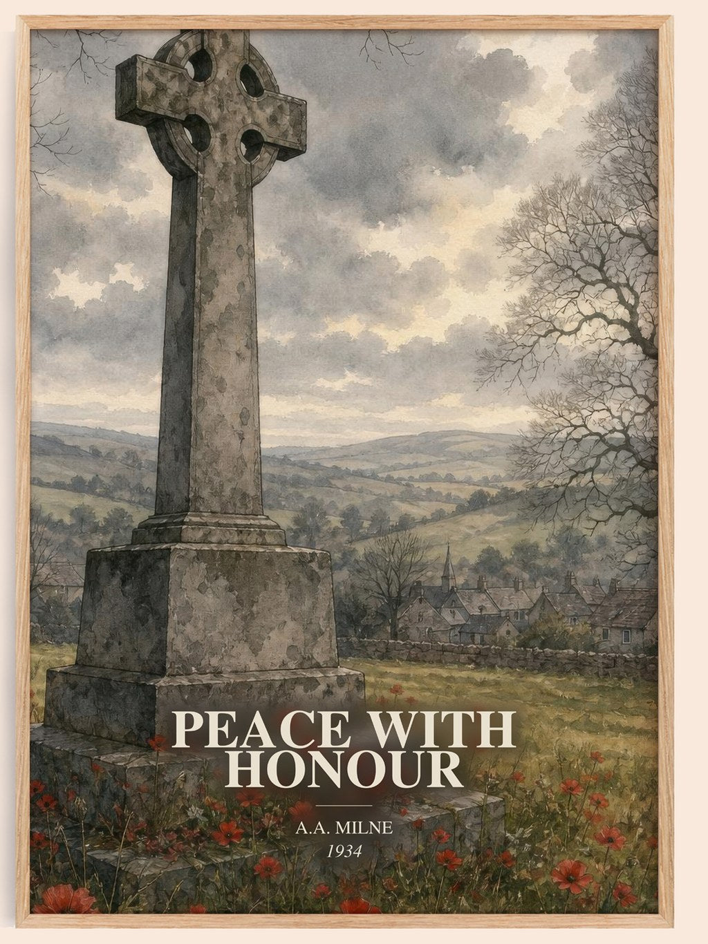 Peace With Honour watercolour book poster by A.A. Milne – framed literary art print