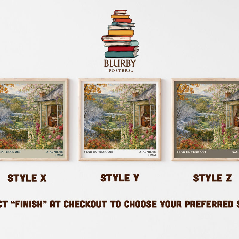Year In, Year Out literary print in frame leaning in hallway – non fiction wall art