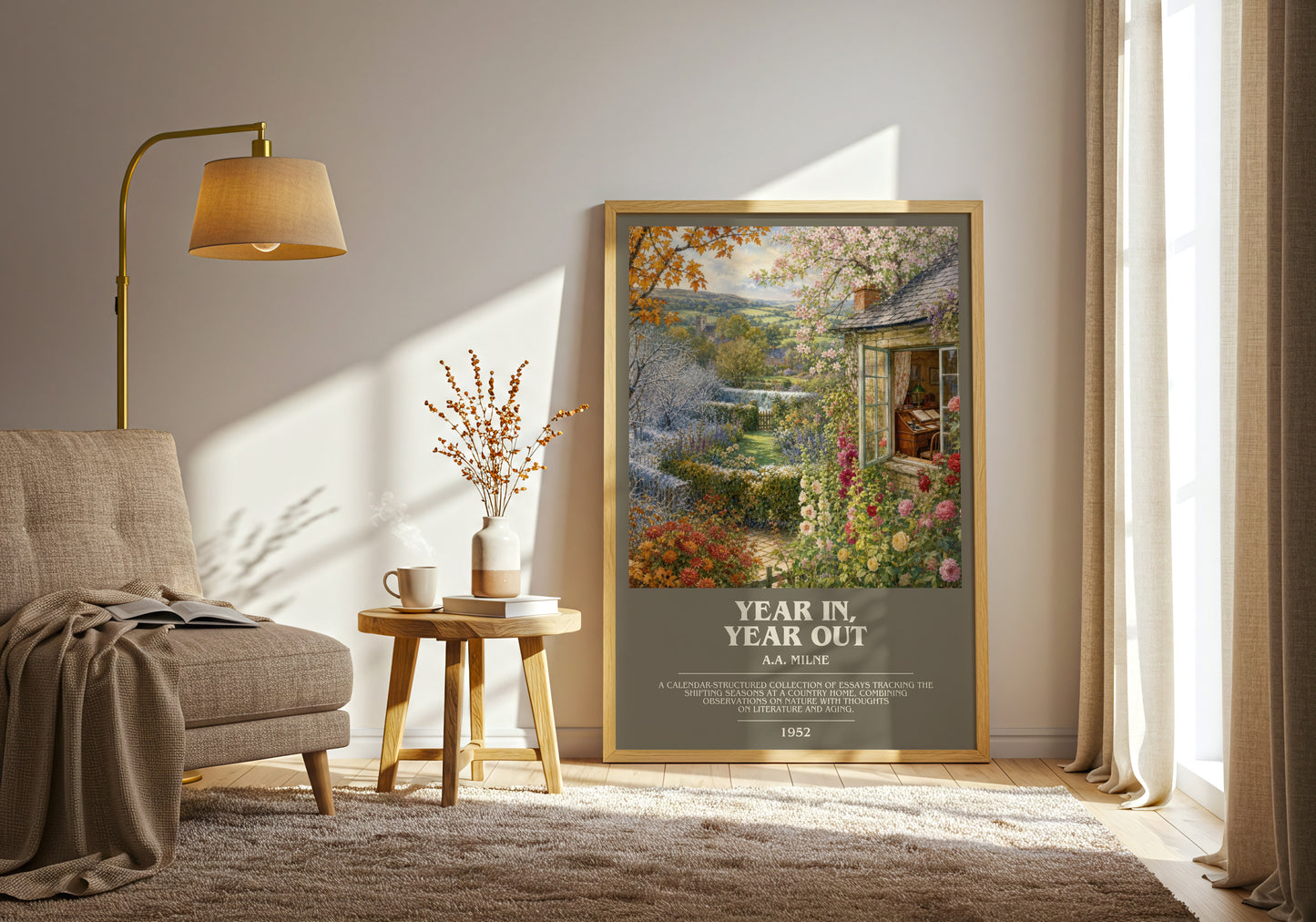 Year In, Year Out bookish print on bookshelf – A.A. Milne fan gift