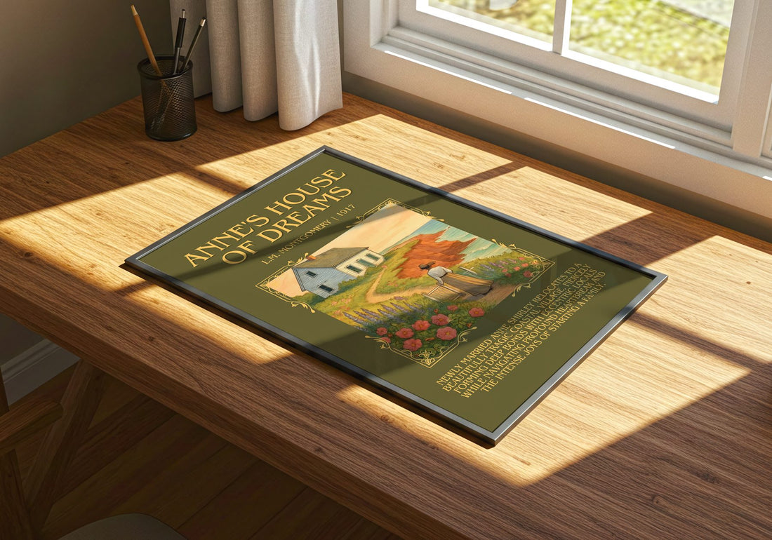 Anne'S House Of Dreams Minimalist Book Poster by L.M. Montgomery – print on a sunlit desk