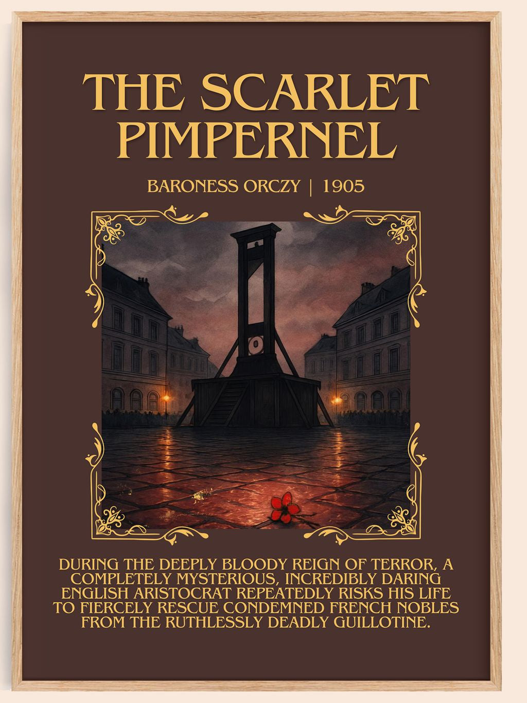 The Scarlet Pimpernel Minimalist Book Poster by Baroness Orczy – book poster