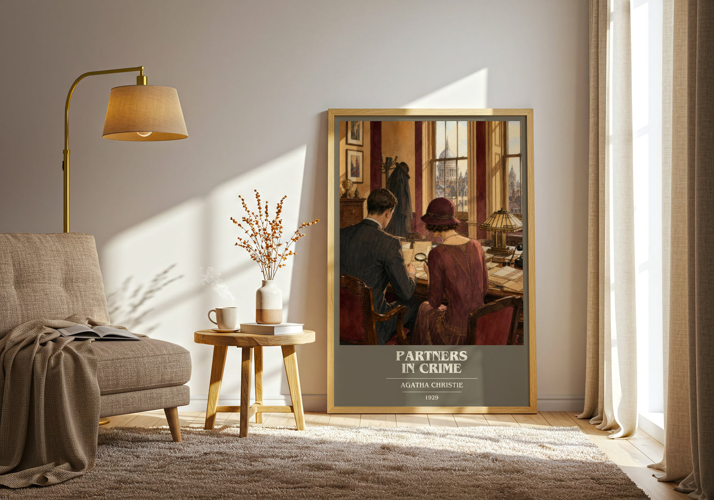 Partners In Crime book cover print on bookshelf – Agatha Christie fan gift