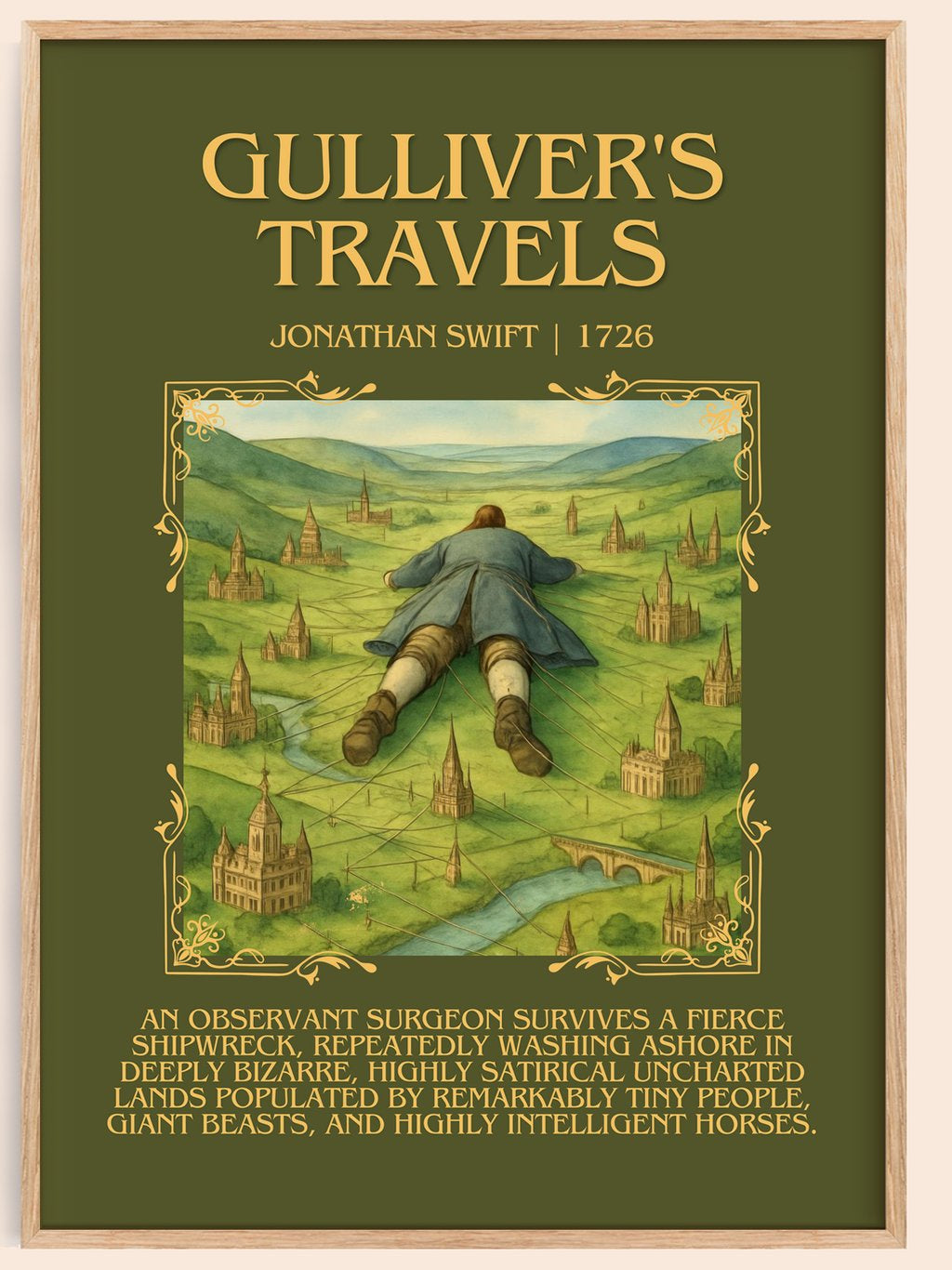 Gulliver'S Travels Minimalist Book Poster by Jonathan Swift – book poster