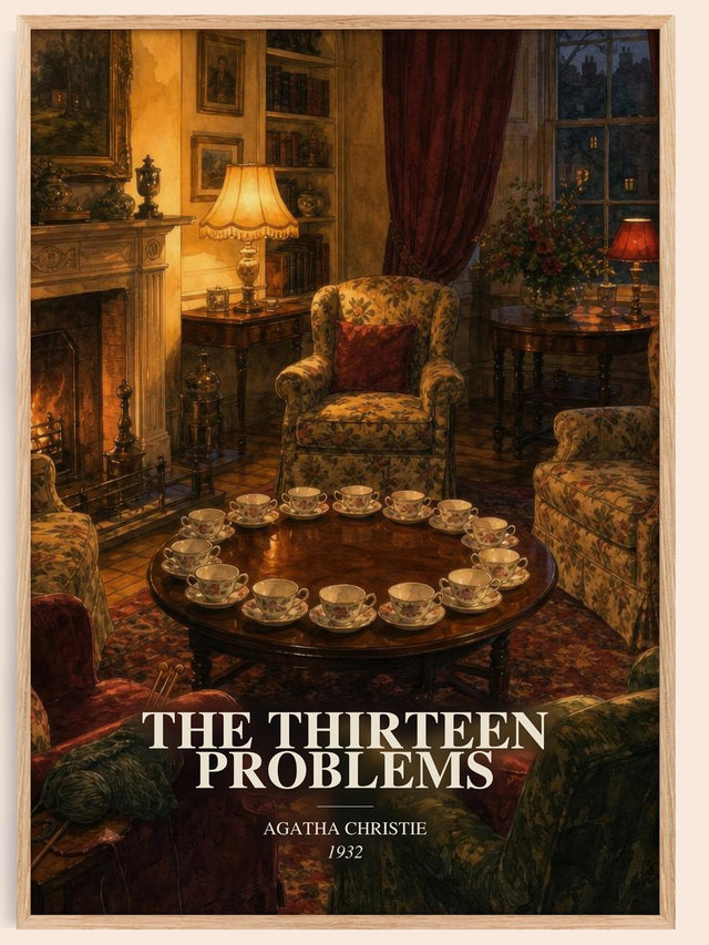 The Thirteen Problems Book Watercolour Illustration by Agatha Christie