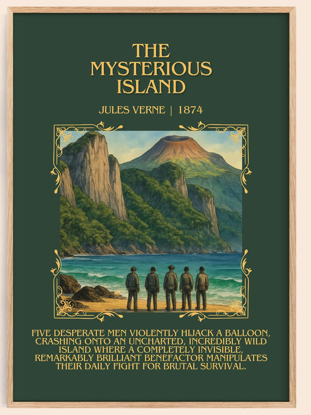 The Mysterious Island Minimalist Book Poster by Jules Verne – book poster