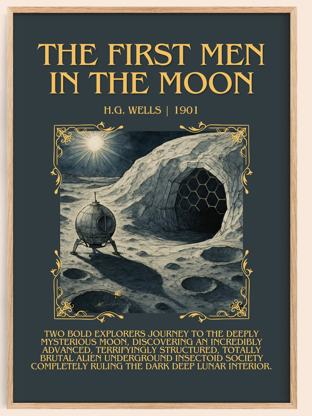 The First Men In The Moon Minimalist Book Poster by H.G. Wells – book poster