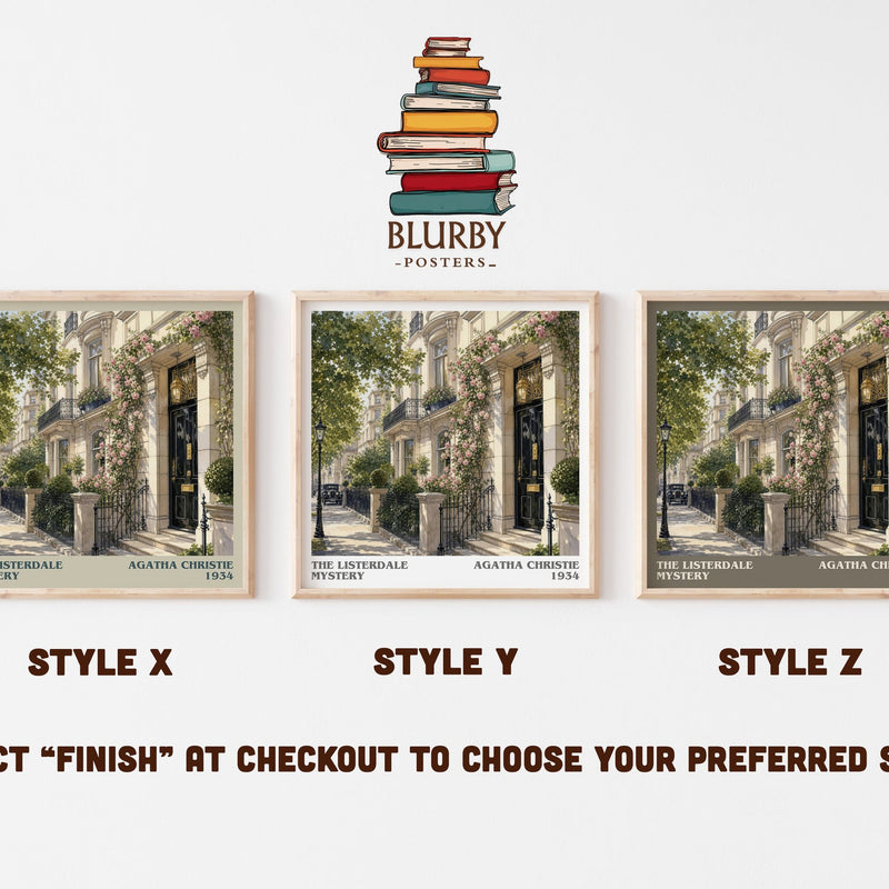 The Listerdale Mystery literary print in frame leaning in hallway – mystery wall art