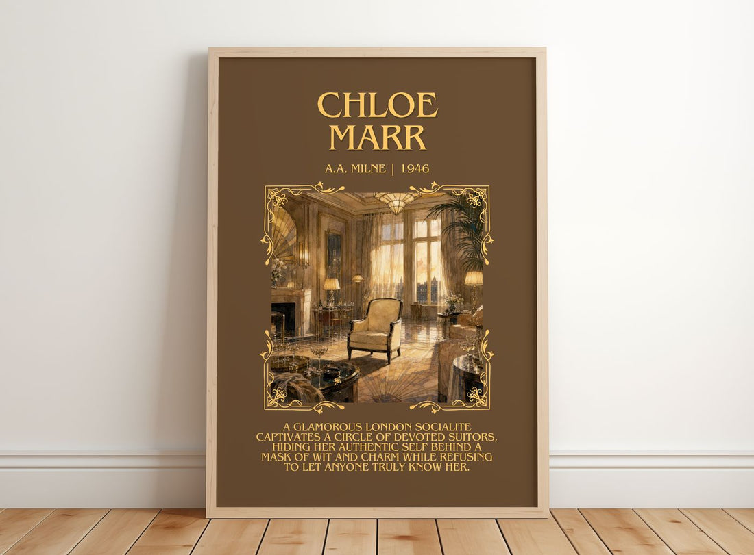 Chloe Marr Minimalist Book Poster by A.A. Milne – framed print leaning on a wooden floor