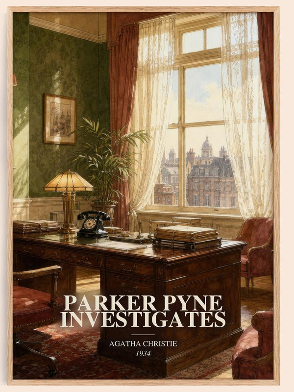 Parker Pyne Investigates watercolour book poster by Agatha Christie – framed literary art print