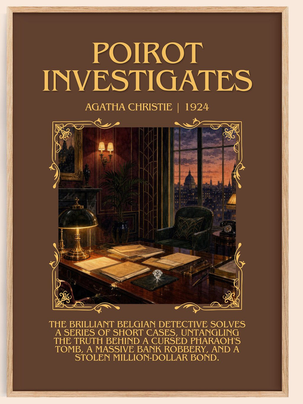 Poirot Investigates Minimalist Book Poster by Agatha Christie – book poster