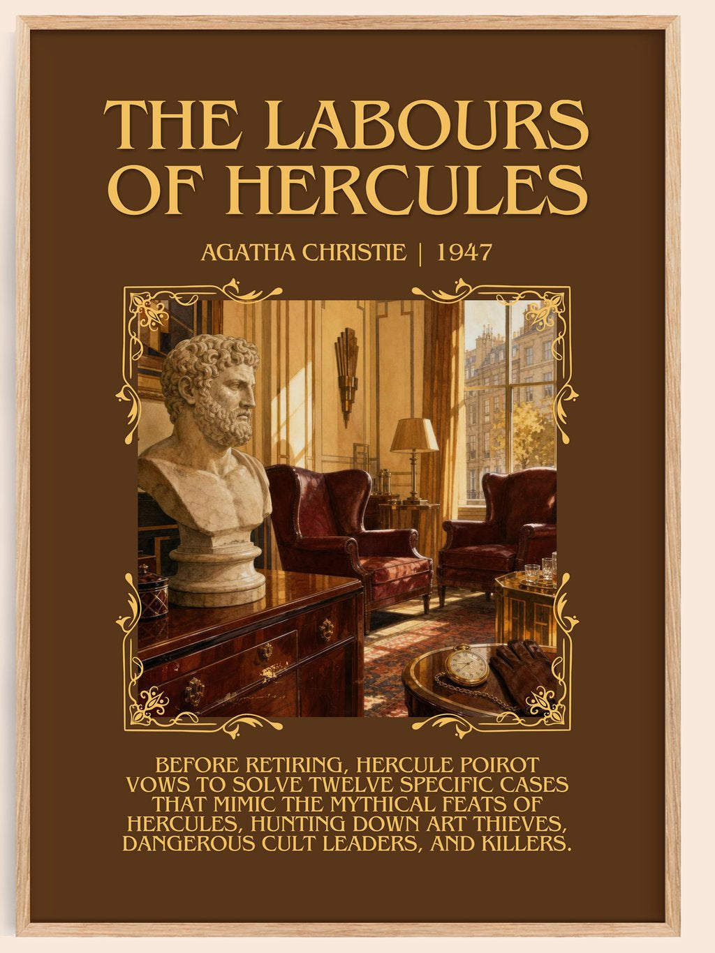 The Labours Of Hercules Minimalist Book Poster by Agatha Christie – book poster