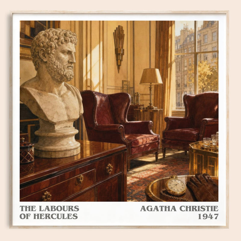 The Labours Of Hercules literary book poster by Agatha Christie – framed literary art print