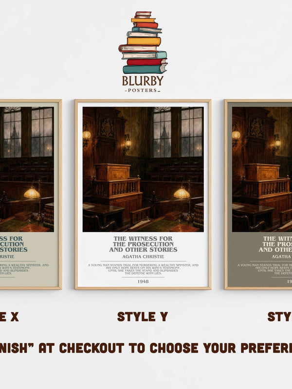 The Witness For The Prosecution And Other Stories bookish print in frame leaning in hallway – mystery wall art