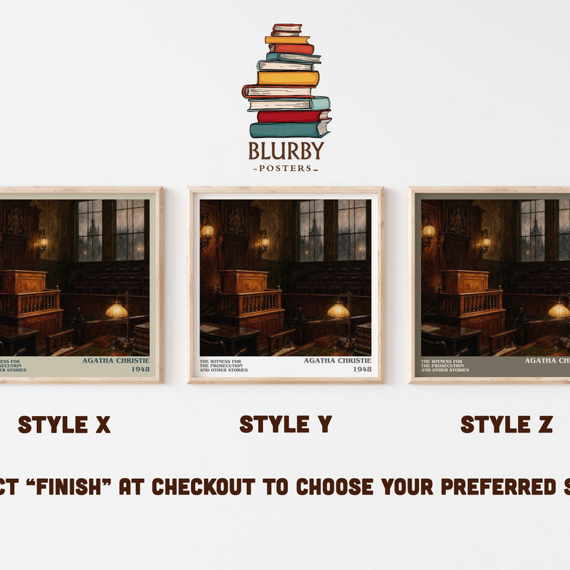 The Witness For The Prosecution And Other Stories literary print in frame leaning in hallway – mystery wall art