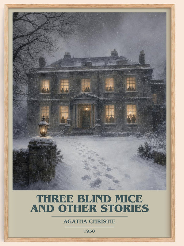 Three Blind Mice And Other Stories book cover book poster by Agatha Christie – framed literary art print