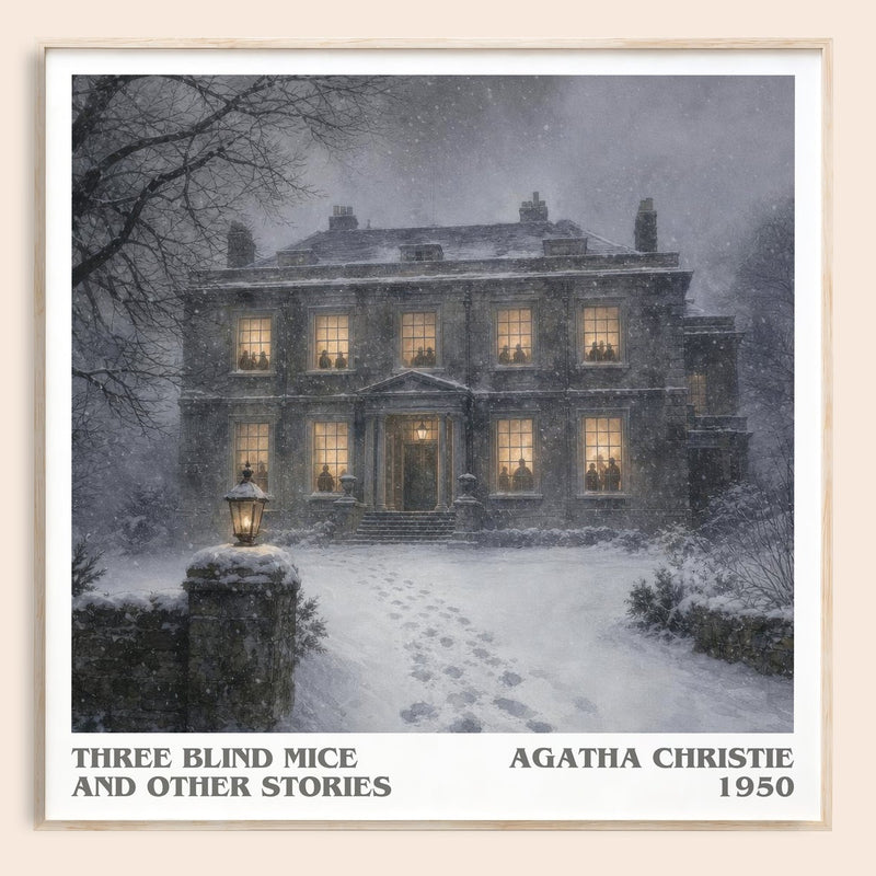 Three Blind Mice And Other Stories literary book poster by Agatha Christie – framed literary art print