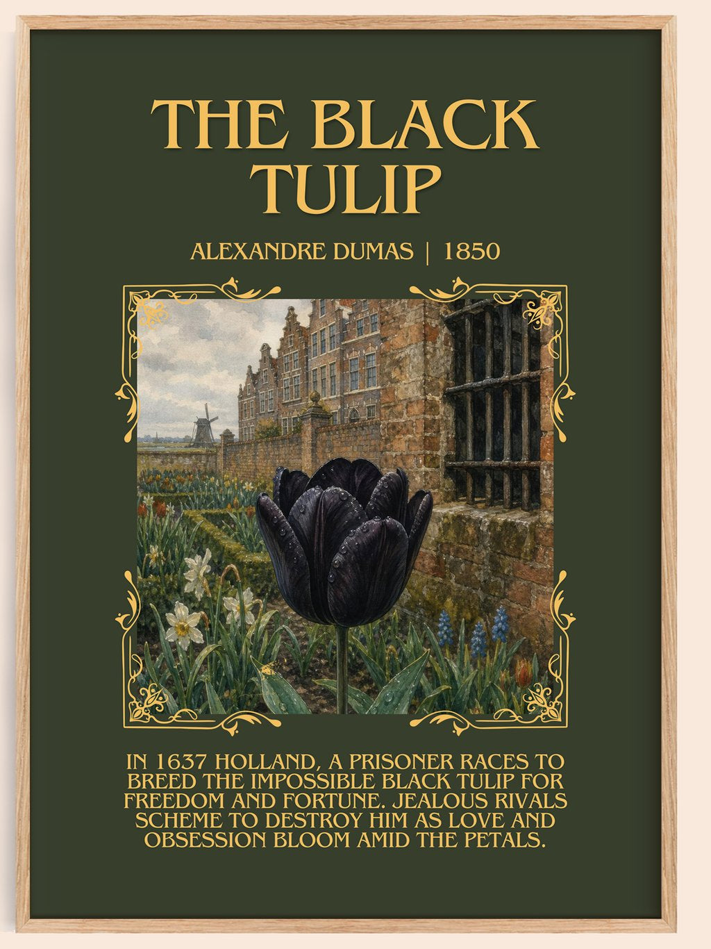 The Black Tulip Minimalist Book Poster by Alexandre Dumas – book poster