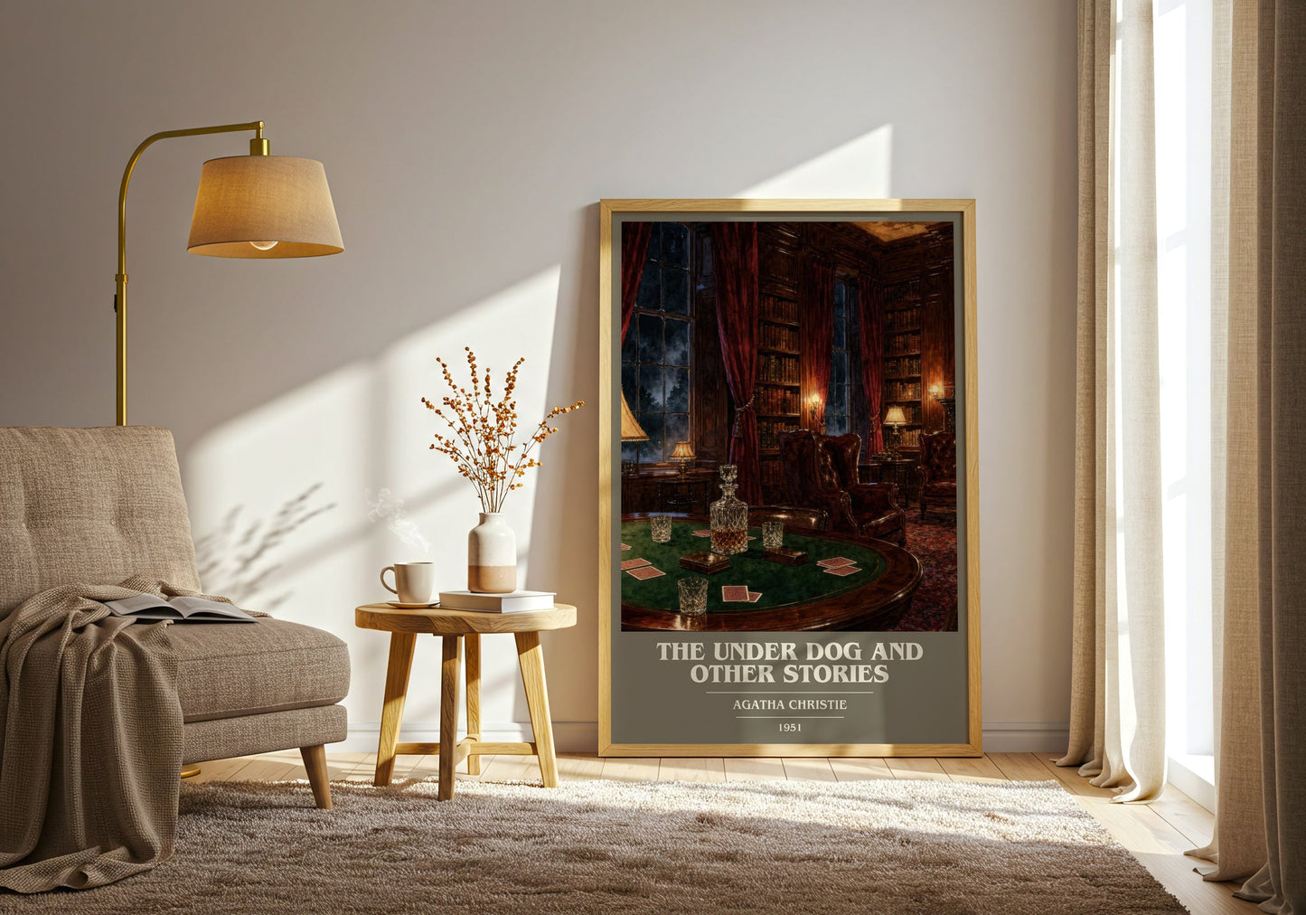 The Under Dog And Other Stories book cover print on bookshelf – Agatha Christie fan gift