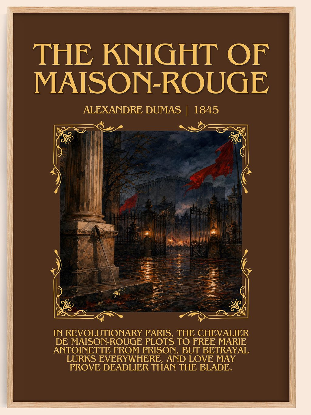 The Knight Of Maison-Rouge Minimalist Book Poster by Alexandre Dumas – book poster