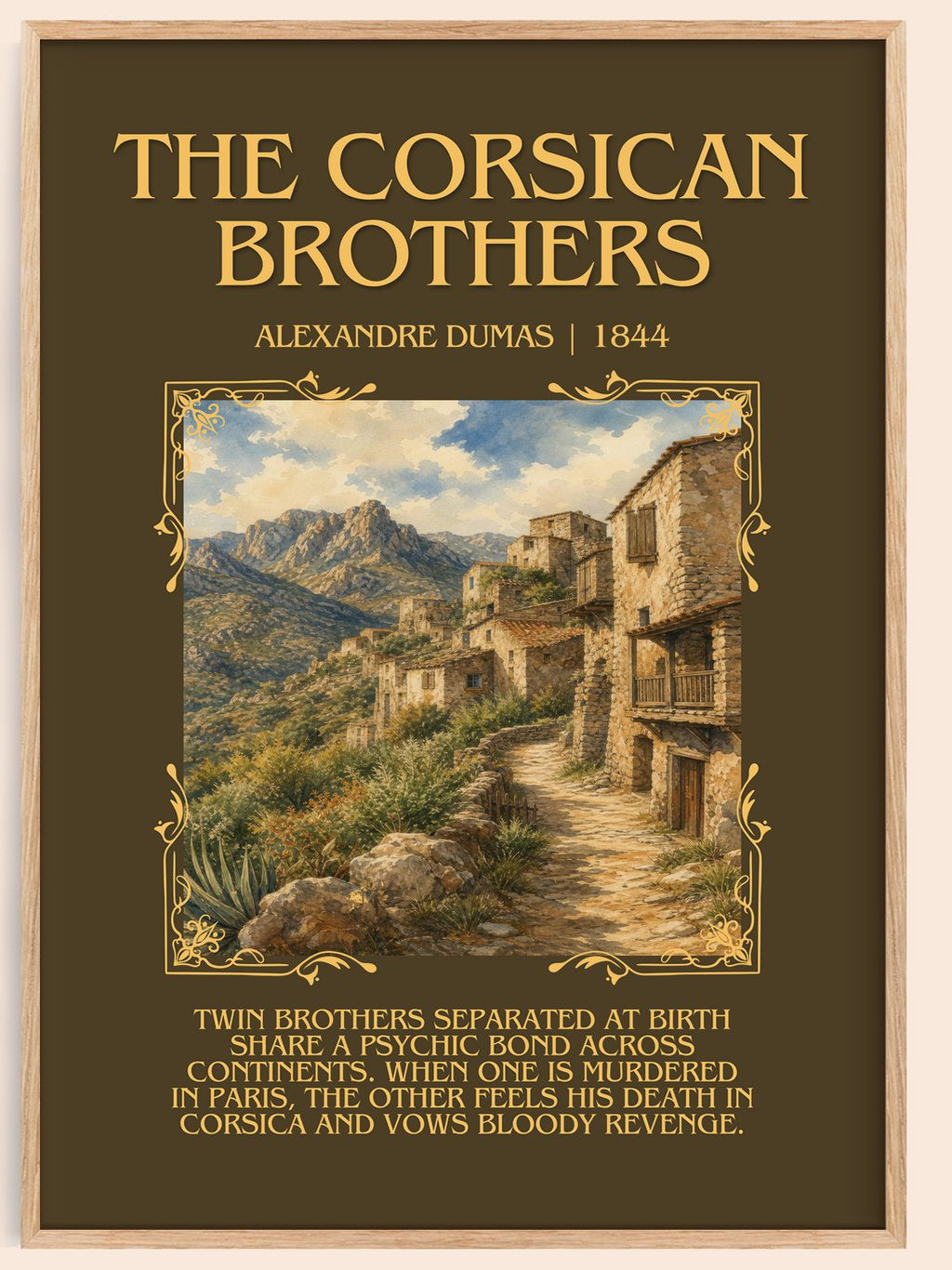 The Corsican Brothers Minimalist Book Poster by Alexandre Dumas – book poster