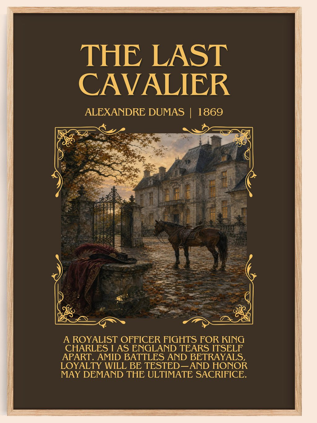 The Last Cavalier Minimalist Book Poster by Alexandre Dumas – book poster