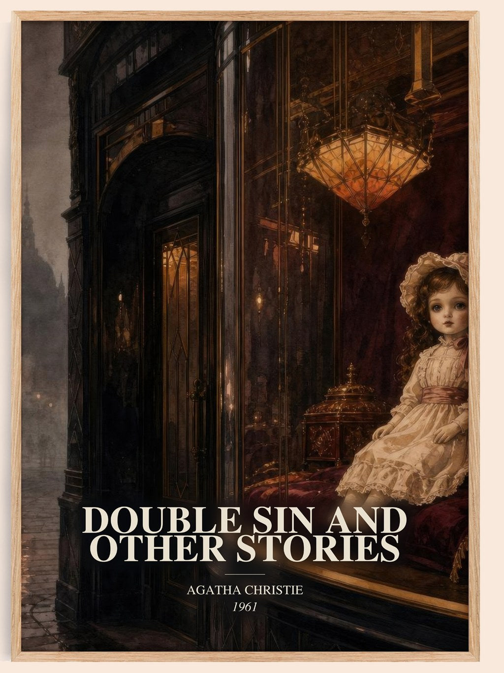 Double Sin And Other Stories watercolour book poster by Agatha Christie – framed literary art print