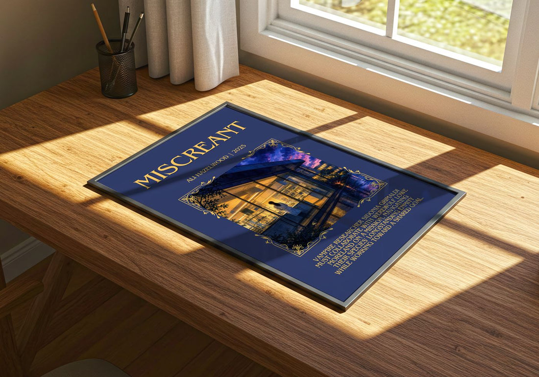 Miscreant Minimalist Book Poster by Ali Hazelwood – print on a sunlit desk