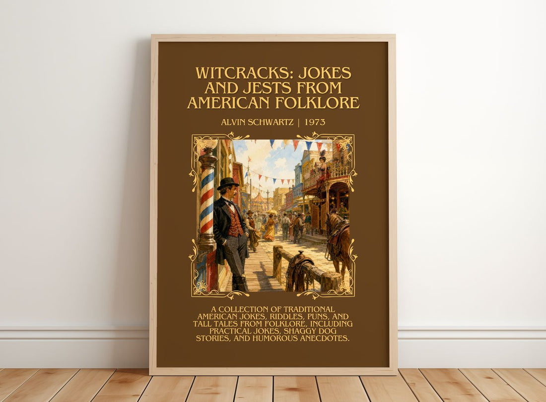 Witcracks: Jokes And Jests From American Folklore Minimalist Book – framed print leaning on a wooden floor