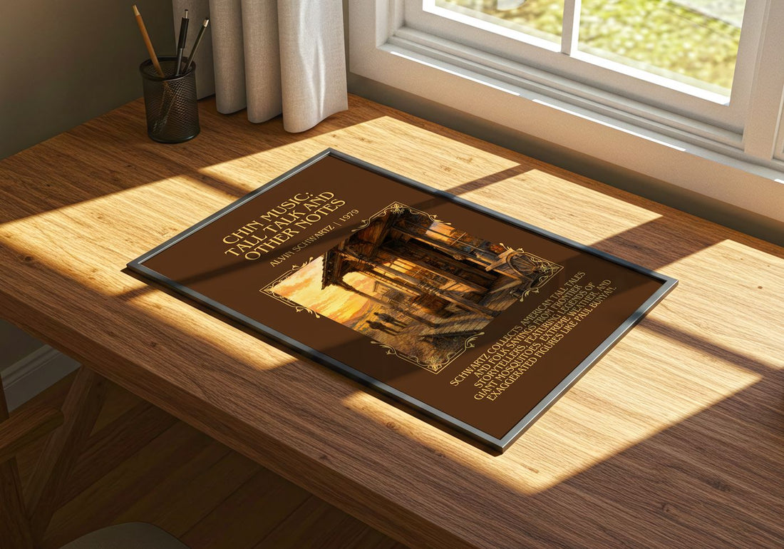 Chin Music: Tall Talk And Other Notes Minimalist Book Poster – print on a sunlit desk