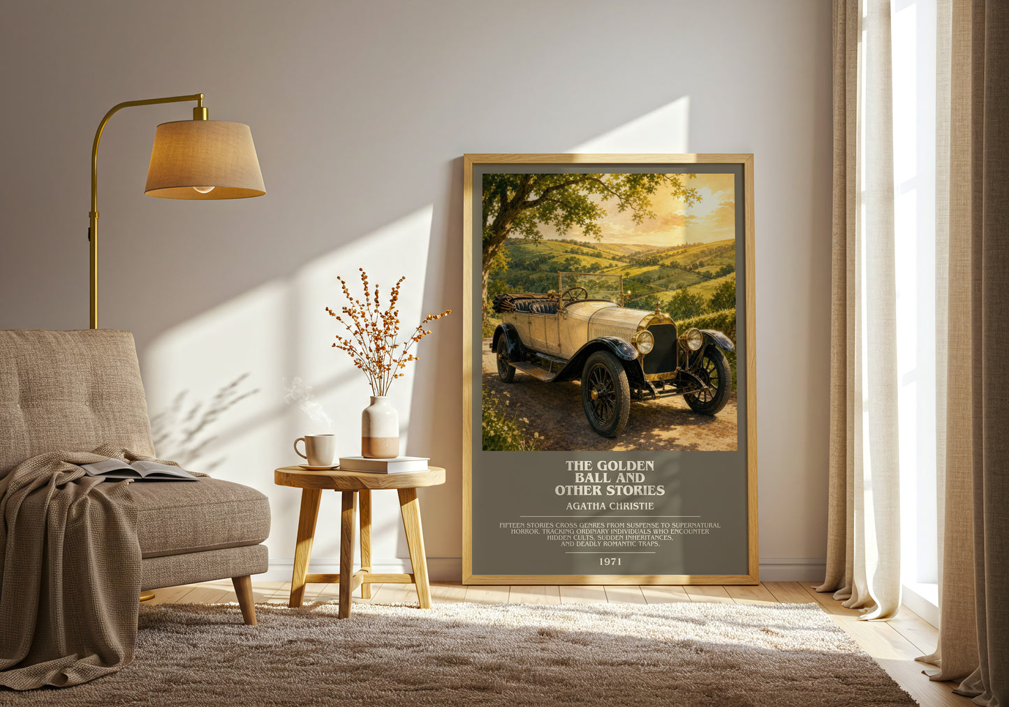The Golden Ball And Other Stories bookish print on bookshelf – Agatha Christie fan gift
