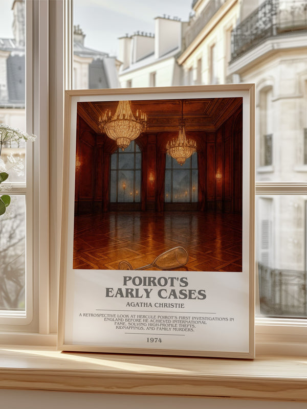 Poirot'S Early Cases Bookish Wall Art by Agatha Christie – framed print by a bright window