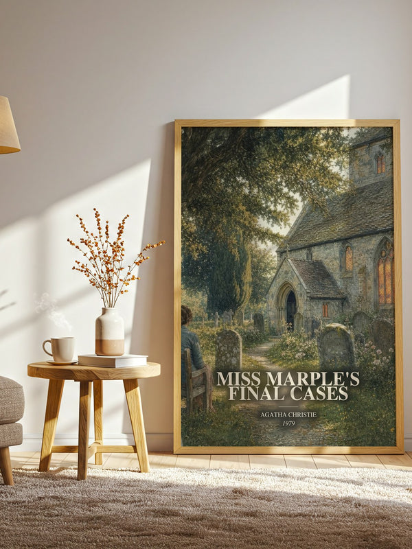 Miss Marple'S Final Cases watercolour print in frame leaning in hallway – mystery wall art