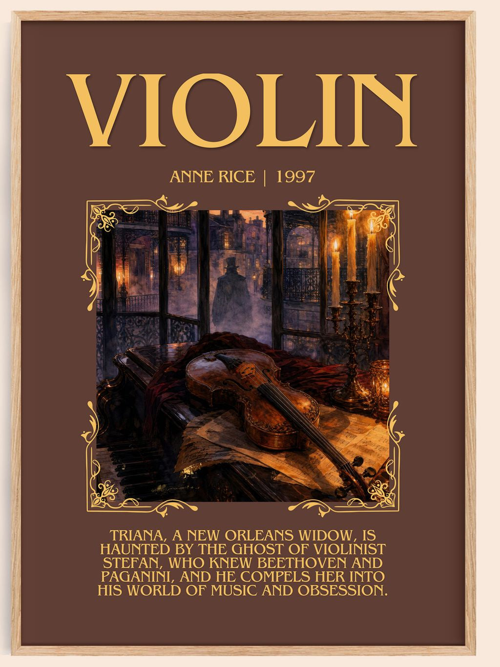 Violin Minimalist Book Poster by Anne Rice – book poster