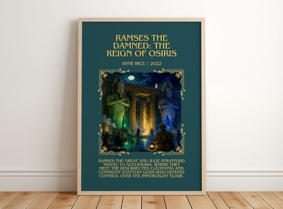 Ramses The Damned: The Reign Of Osiris Minimalist Book Poster – framed print leaning on a wooden floor
