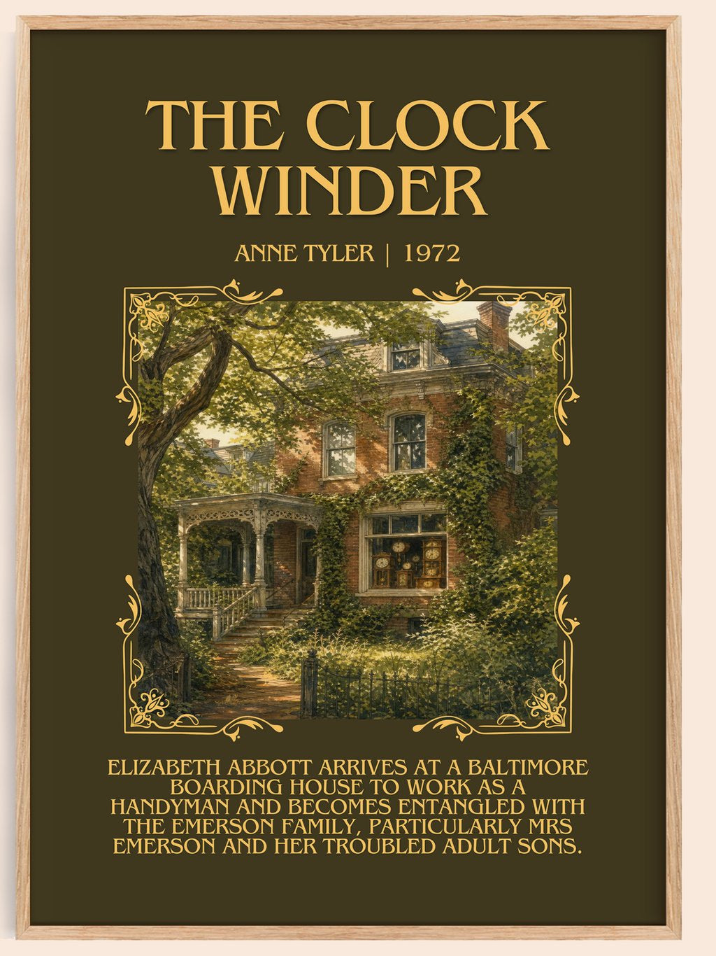 The Clock Winder Minimalist Book Poster by Anne Tyler – book poster