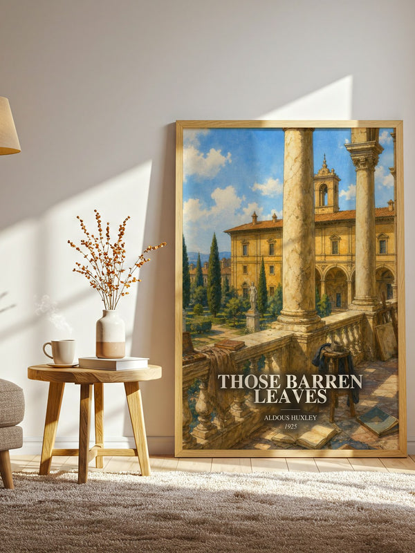 Those Barren Leaves watercolour print in frame leaning in hallway – literary fiction wall art