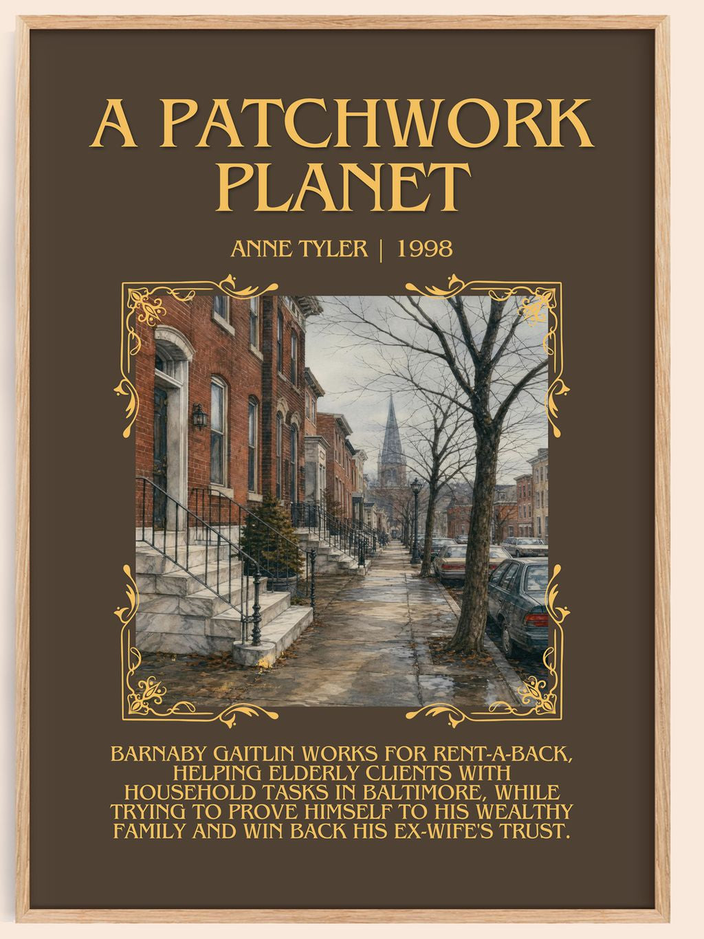 A Patchwork Planet Minimalist Book Poster by Anne Tyler – book poster