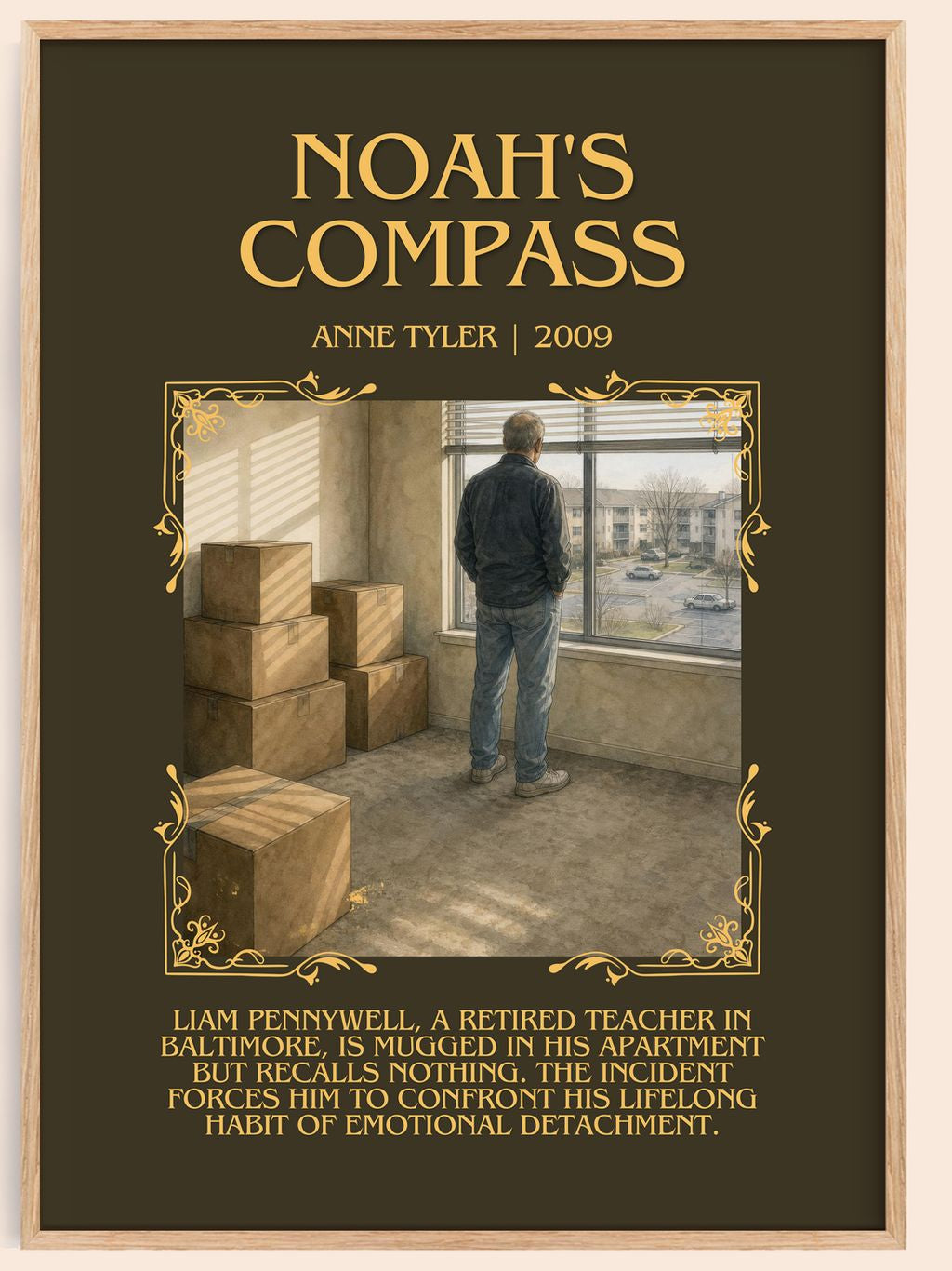 Noah'S Compass Minimalist Book Poster by Anne Tyler – book poster