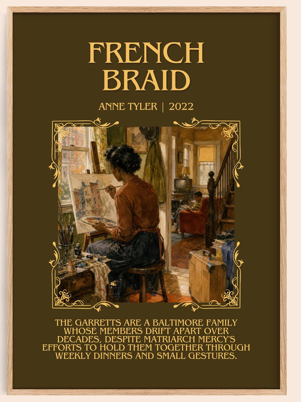 French Braid Minimalist Book Poster by Anne Tyler – book poster