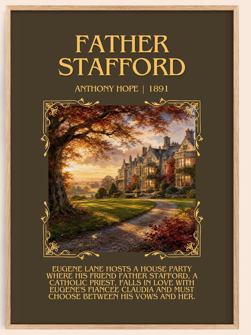Father Stafford Minimalist Book Poster by Anthony Hope – book poster