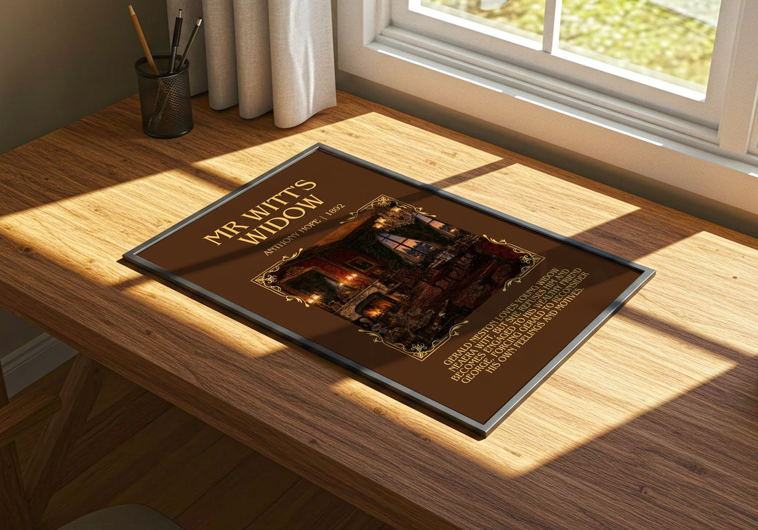 Mr Witt'S Widow Minimalist Book Poster by Anthony Hope – print on a sunlit desk