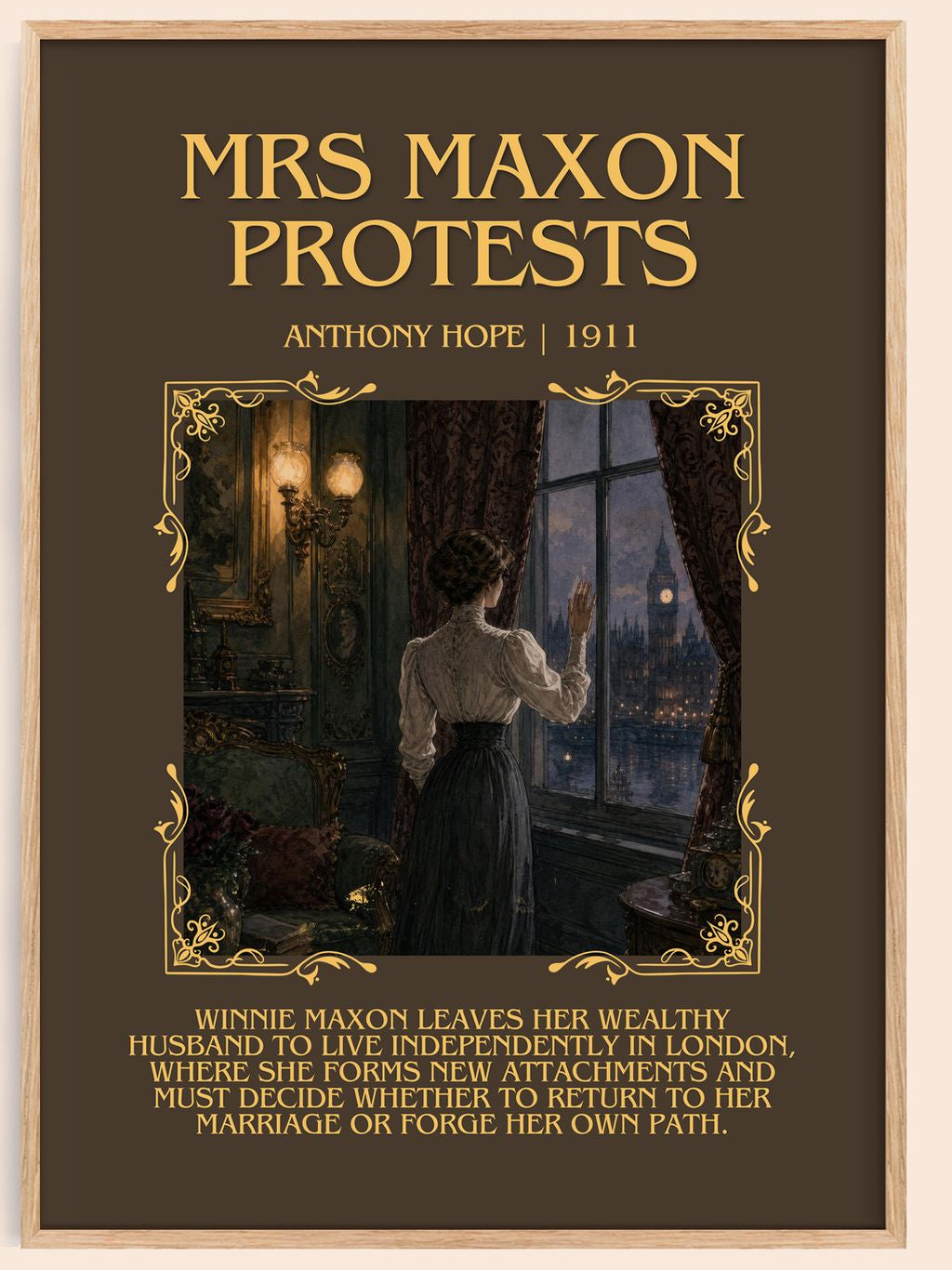 Mrs Maxon Protests Minimalist Book Poster by Anthony Hope – book poster
