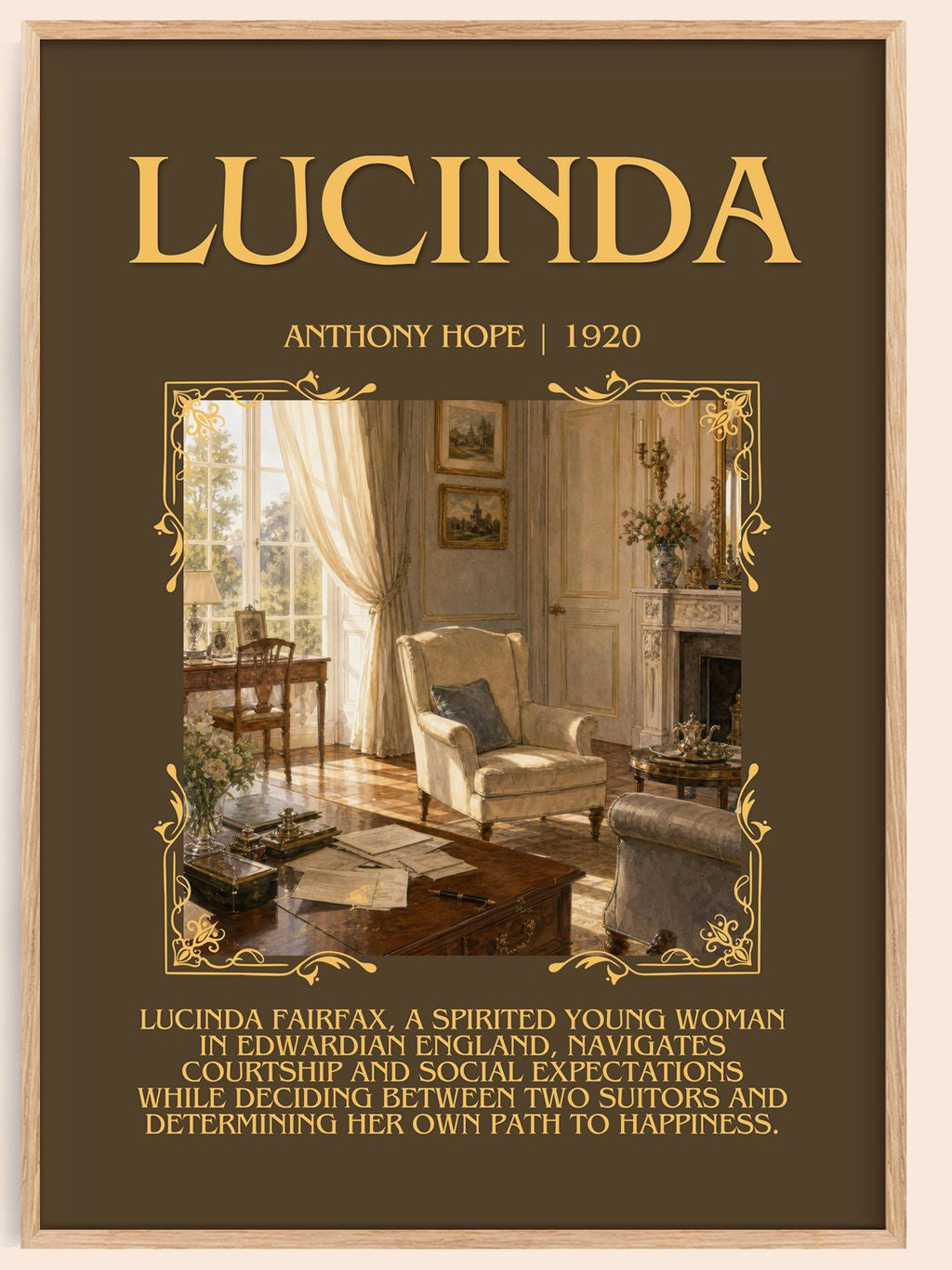 Lucinda Minimalist Book Poster by Anthony Hope – book poster