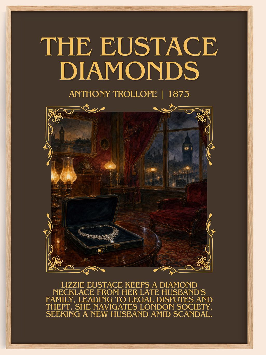 The Eustace Diamonds Minimalist Book Poster by Anthony Trollope – book poster