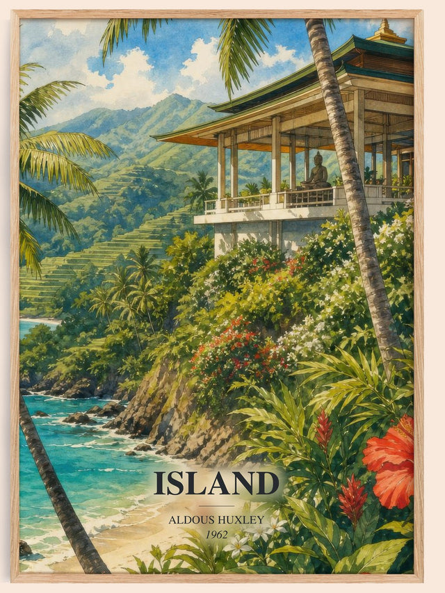 Island Book Watercolour Illustration by Aldous Huxley