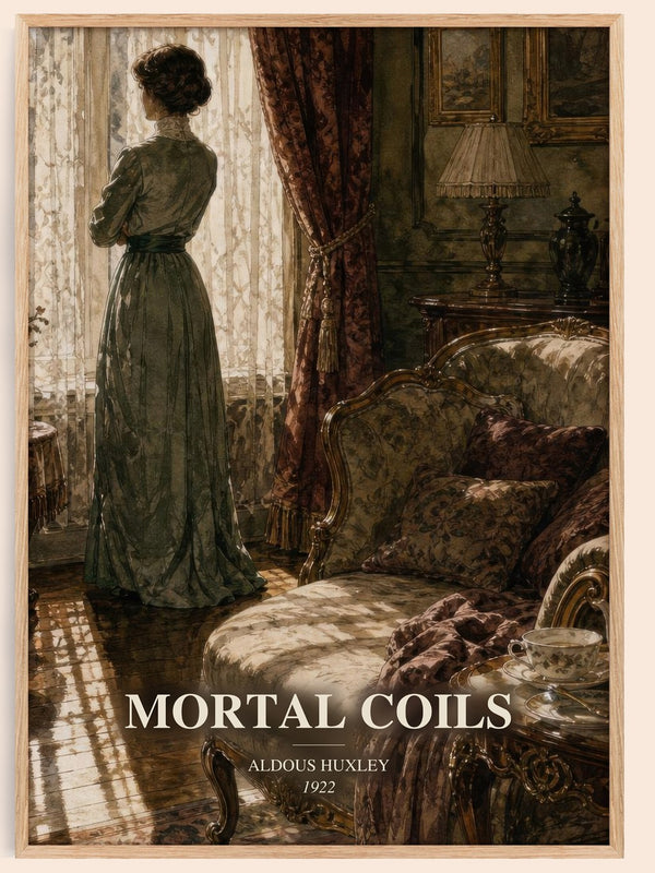 Mortal Coils watercolour book poster by Aldous Huxley – framed literary art print